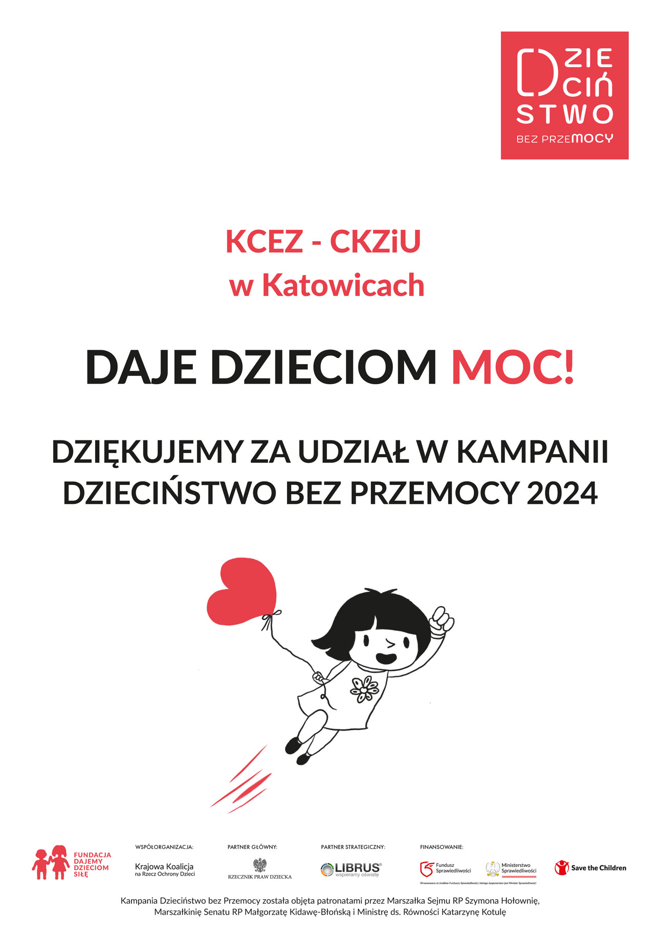 Podziękowania za udział w kampanii Dzieciństwo bez Przemocy